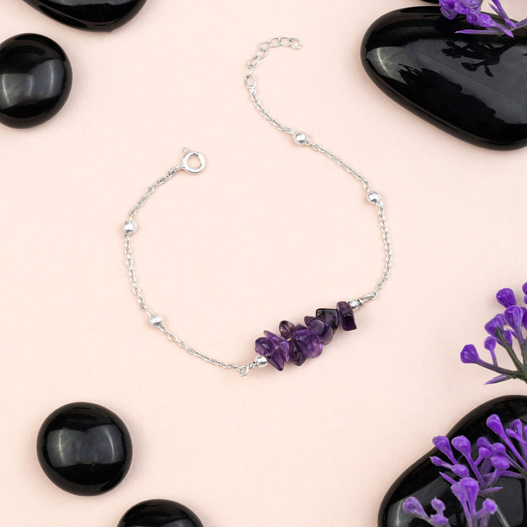CalmCore Amethyst Bracelet | Silver