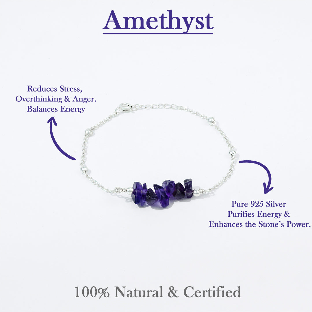 CalmCore Amethyst Bracelet | Silver