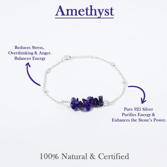CalmCore Amethyst Bracelet | Silver