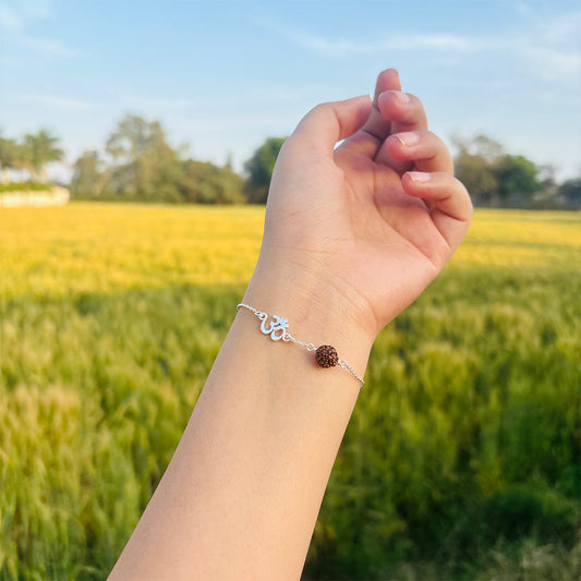 Divine Om RudrakshaSterling Silver Bracelet