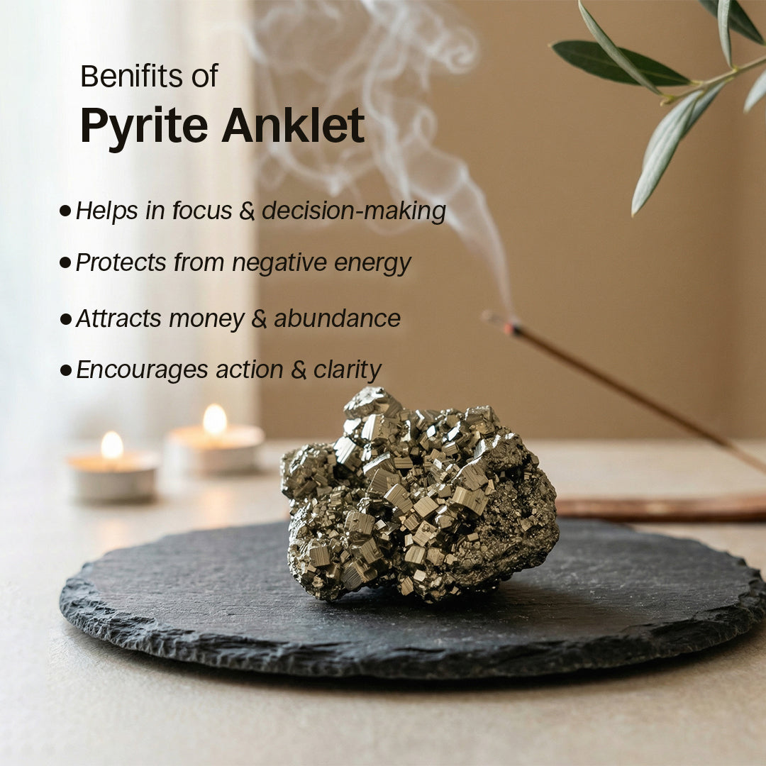 Dhanvarsha Raw Pyrite Anklet | Lab Certified | Stone of Money, Wealth and Opportunity Attraction