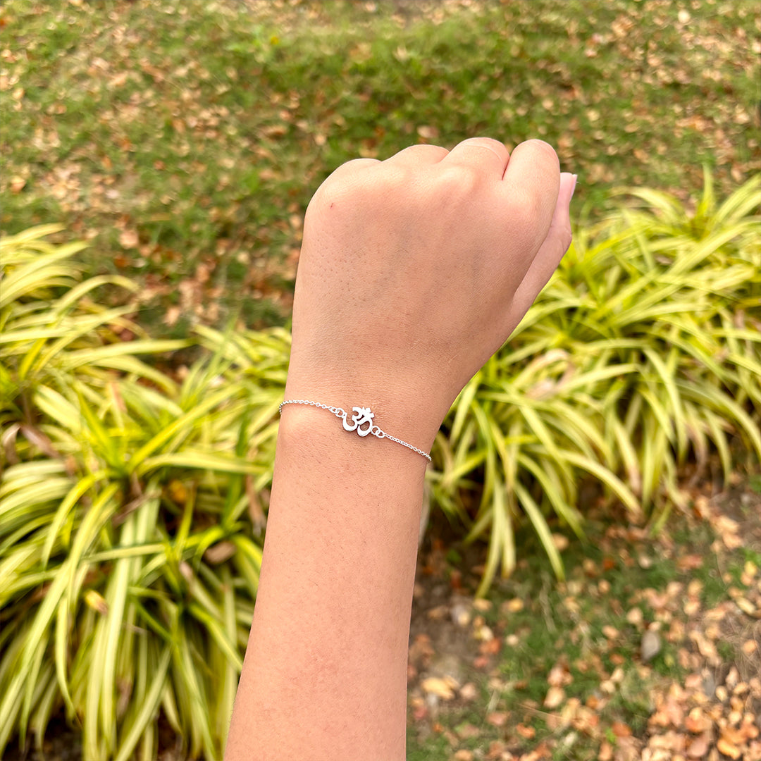 Blessed OM Pure  Silver Bracelet