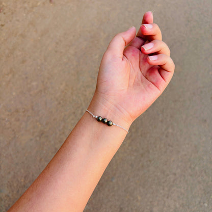 Money magnet Pyrite Bracelet | Silver