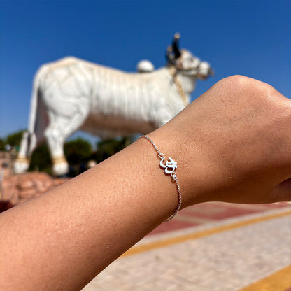 Blessed OM Pure  Silver Bracelet