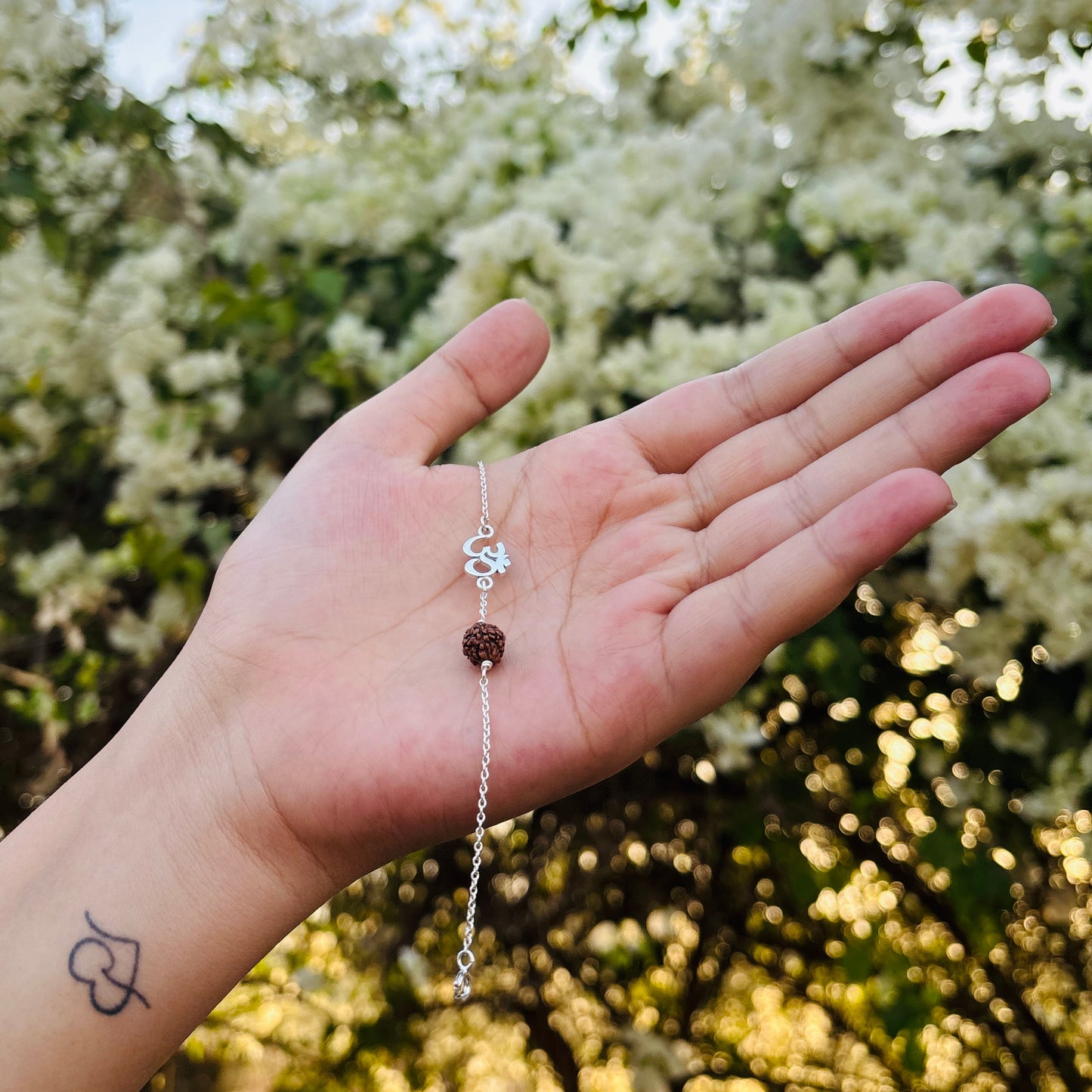 Divine Om RudrakshaSterling Silver Bracelet