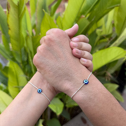 Amora Evil Eye Couple Bracelet Set | Silver-Plated | Adjustable