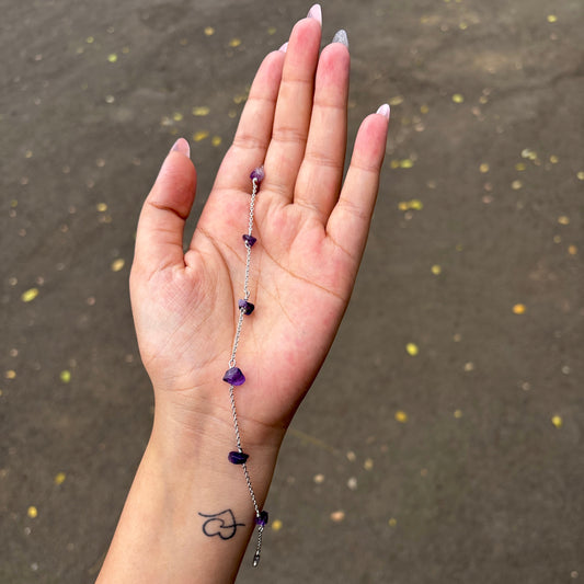Dream Amethyst:  Silver Anklet for Calm, Balance, and Stress Relief