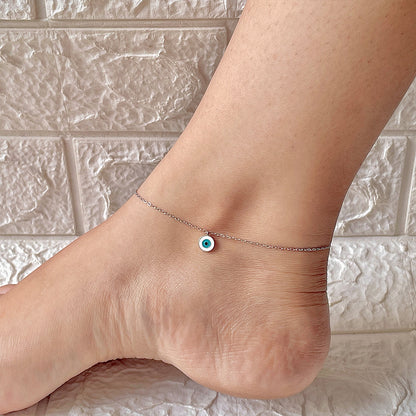 Evil Eye Cute Chain Silver Anklet