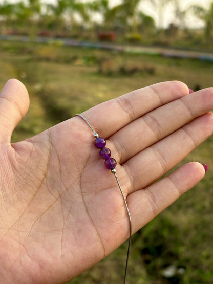Elegance Amethyst  Silver Anklet with 12 Cute Cards
