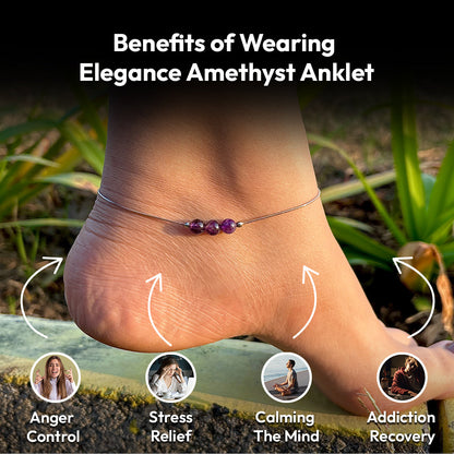 Elegance Amethyst  Silver Anklet with 12 Cute Cards
