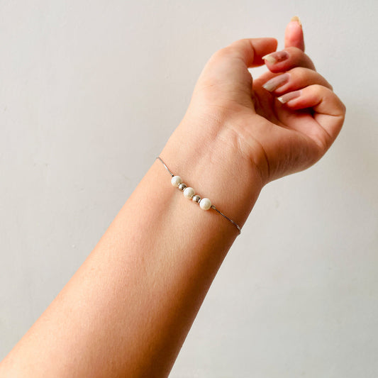 Sleek chain Pearl Silver bracelet