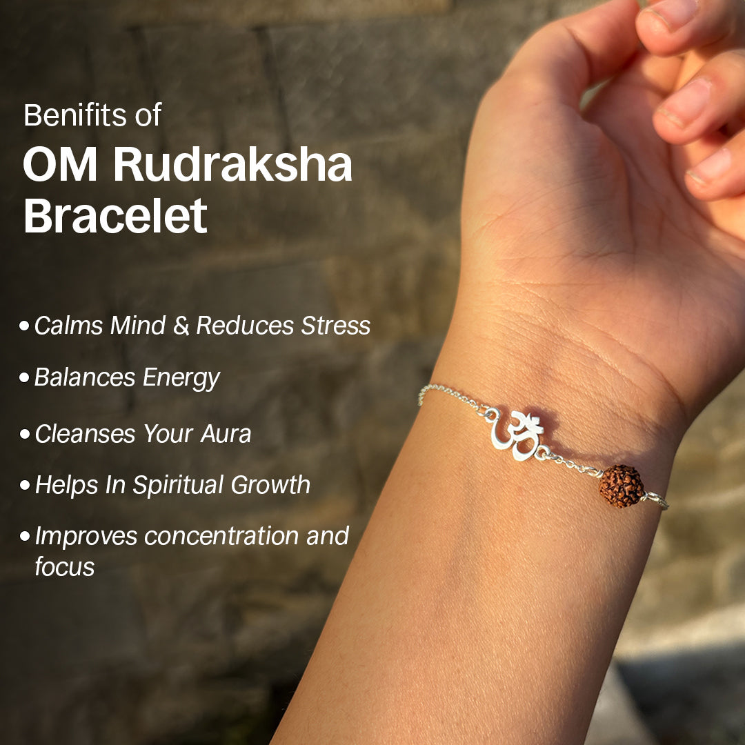 Divine Om RudrakshaSterling Silver Bracelet