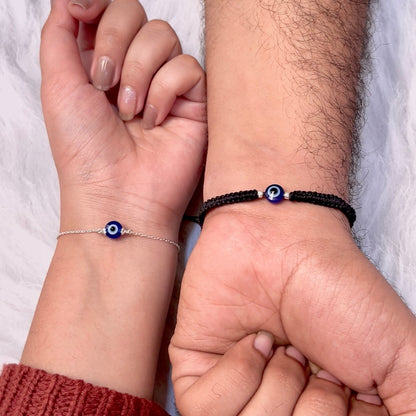 Sleek Evil Eye Bracelet Combo Silver
