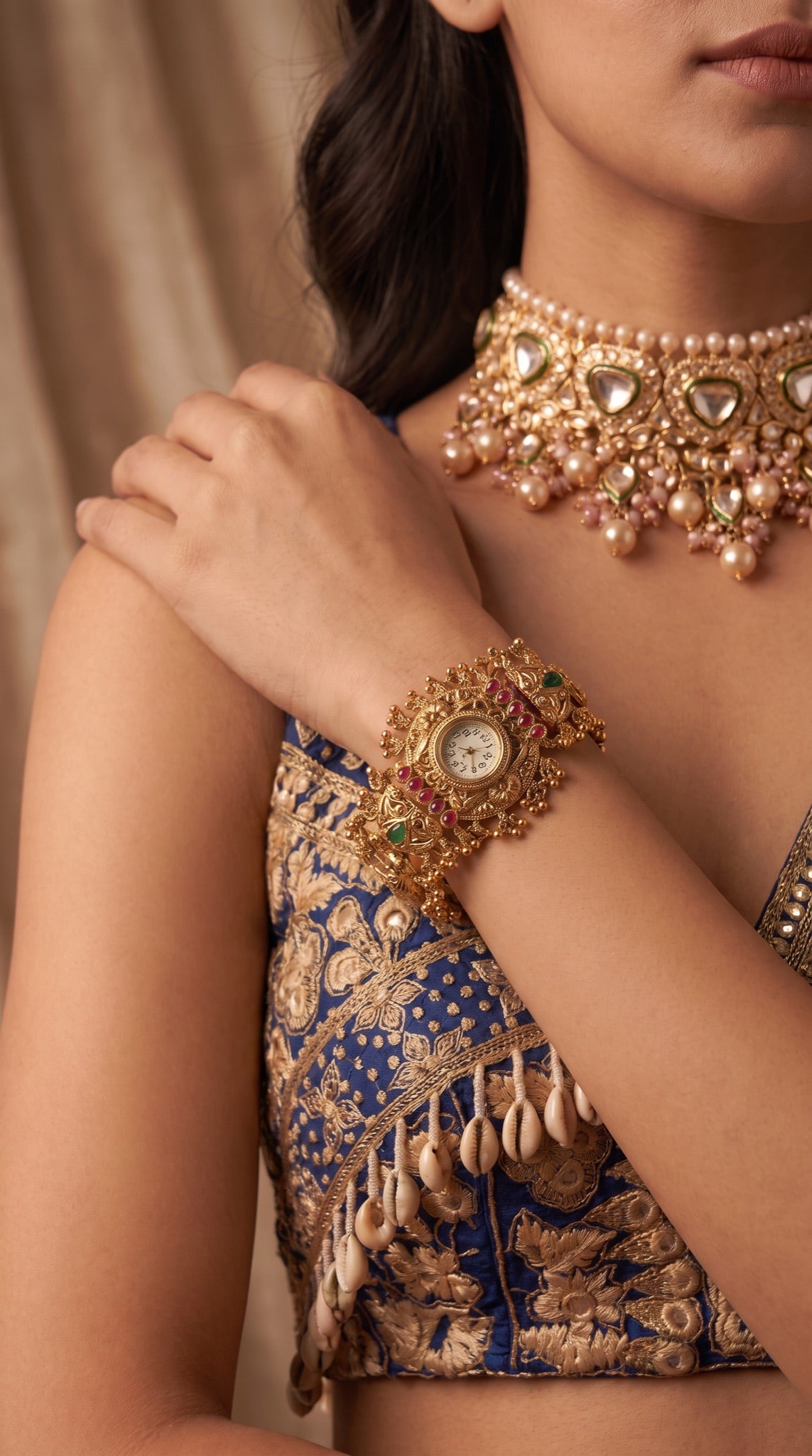 Heritage Elephant and Straight Red Work Rajwadi Watch for Women