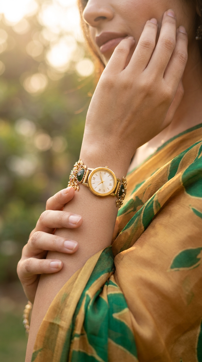 Heritage Luxury Green Motif Rajwadi Watch for Women