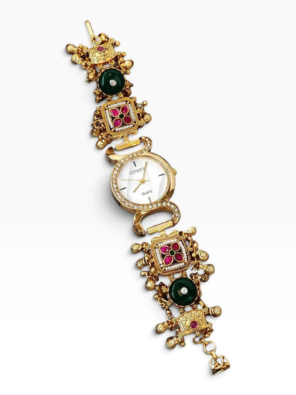 Heritage Luxury Round Crystal Dial Rajwadi Watch for Women