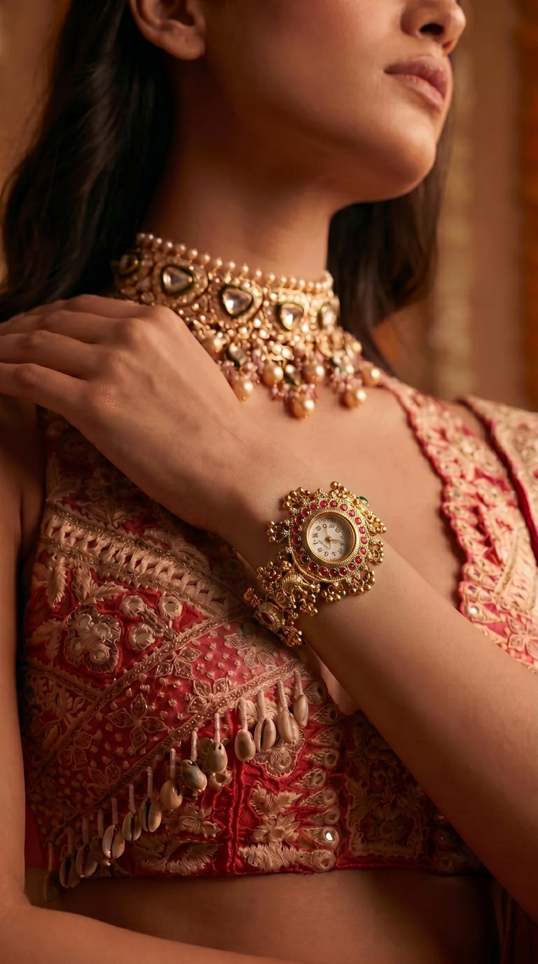Heritage Pearl and Elephant Rajwadi Ghungroo Watch for Women